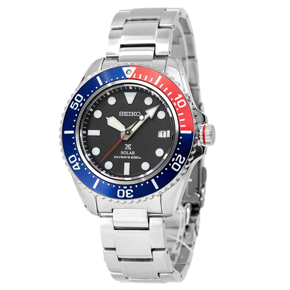 Seiko Men's SNE591P1 Prospex Black Dial Solar 200m Watch
