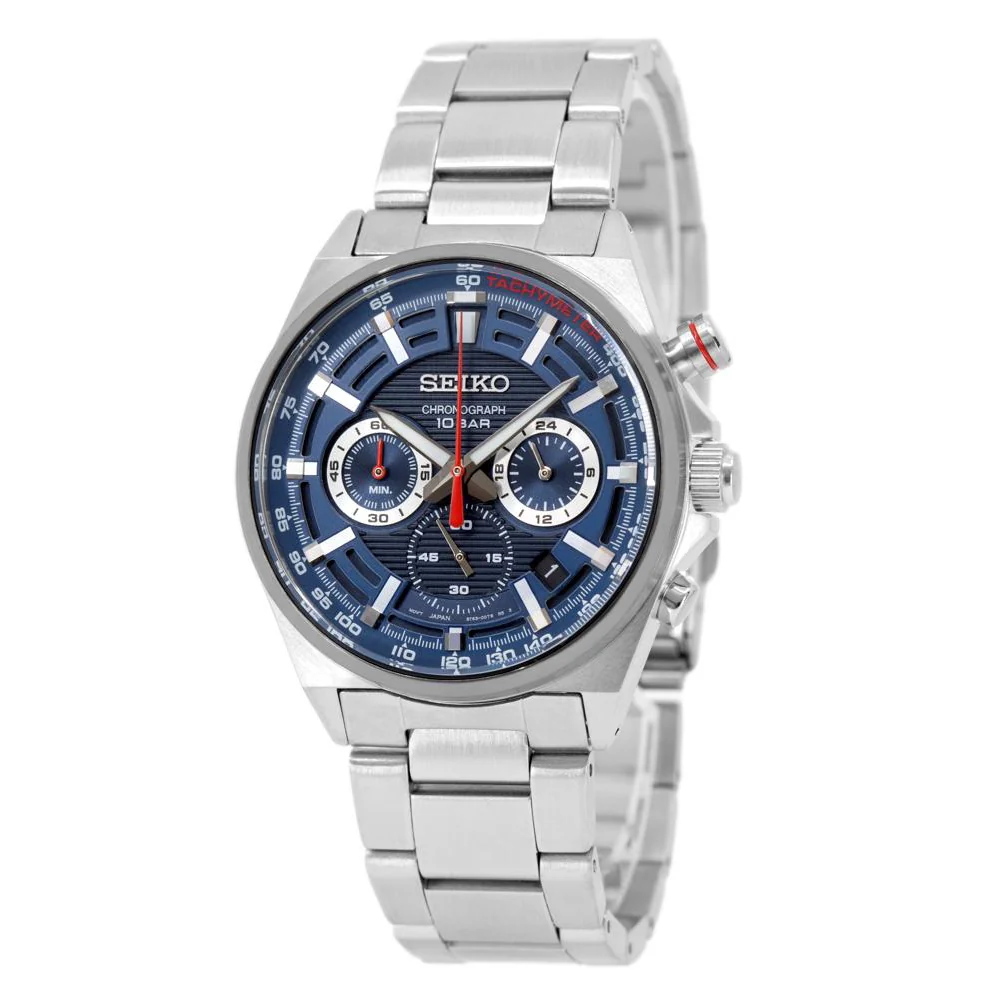 Seiko Men's SSB407P1 Sports Blue Dial Chrono Watch