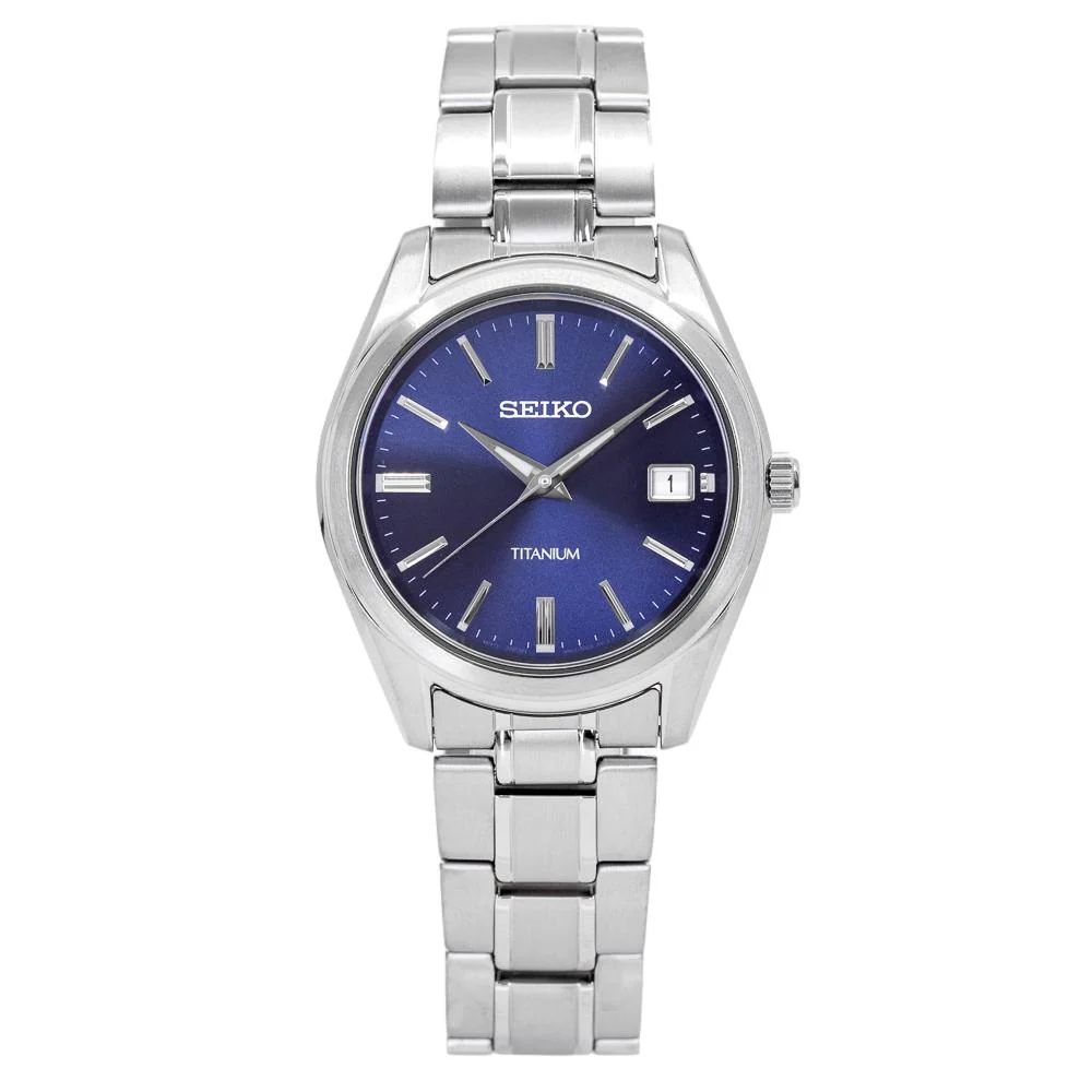 Seiko Men's SUR373P1 Heren Titanium Blue Dial Watch - Image 2