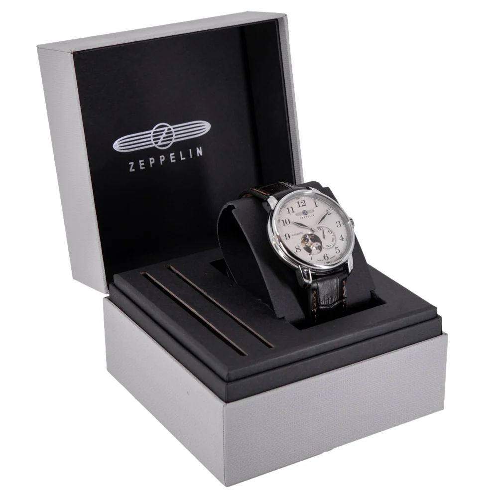 Zeppelin Men's 7666-5 Graf White Dial Open Hearth Watch - Image 3